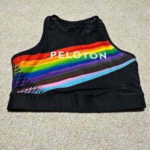 Peloton x WITH Pride Flag Noir High Neck Sports Bra. Size Medium. Rainbow.